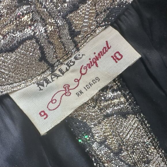 Vintage Malbe Jumpsuit Women’s Size 9/10 Gold Metallic Brocade Wide Leg 60s - Picture 11 of 16
